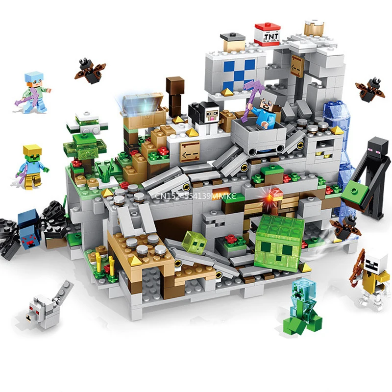 

1000pcs Children's building blocks toy Compatible city minecrafted Institutional cave figures Bricks birthday gift