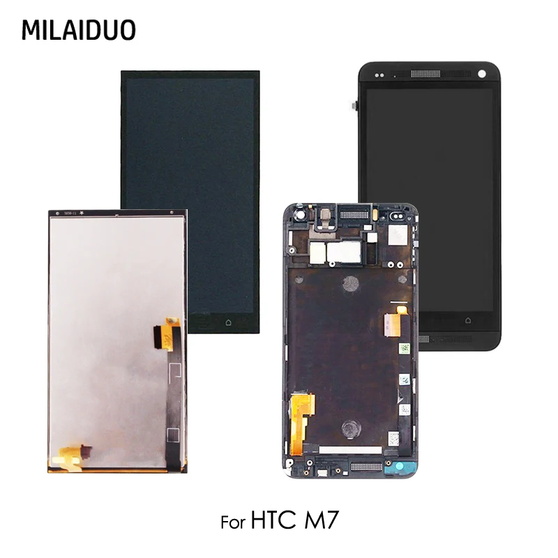 Goedkoop Lcd scherm Voor Htc Een M7 802D 802D 802W Super Touch Screen Digitizer Senor Glas Vervanging Vergadering Zwart Geen Met Frame