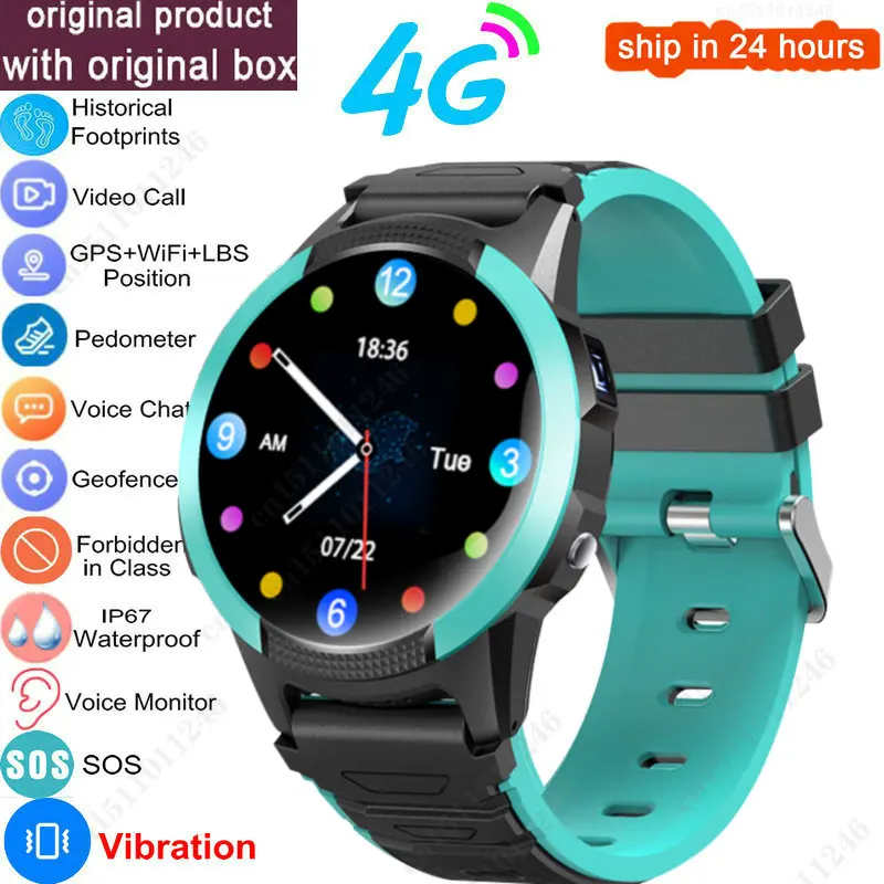 Smart Watch Kids 4G GPS WIFI Tracker Video Call SOS with Vibration Mute Mode Children's Smartwatch Baby for Android Ios Phone 