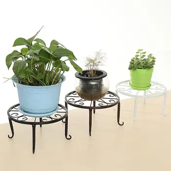 

2pcs Iron Art Flower Stand Indoor Outdoor Plant Stand Metal Flowerpot Stand Round Iron Plant Pot Holder (Black)