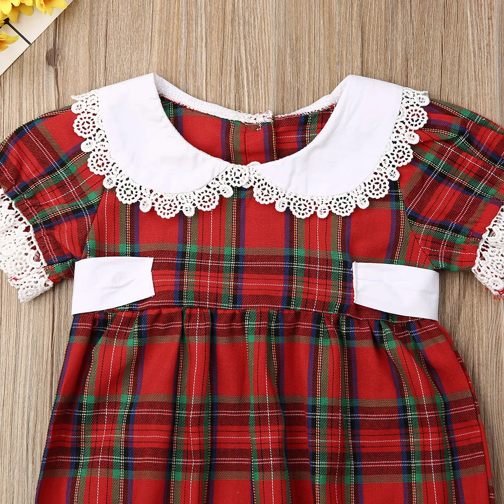 Одинаковая Рождественская одежда для больших и маленьких сестер детские красные ползунки в клеточку для маленьких девочек Рождественская одежда принцессы для девочек От 0 до 6 лет