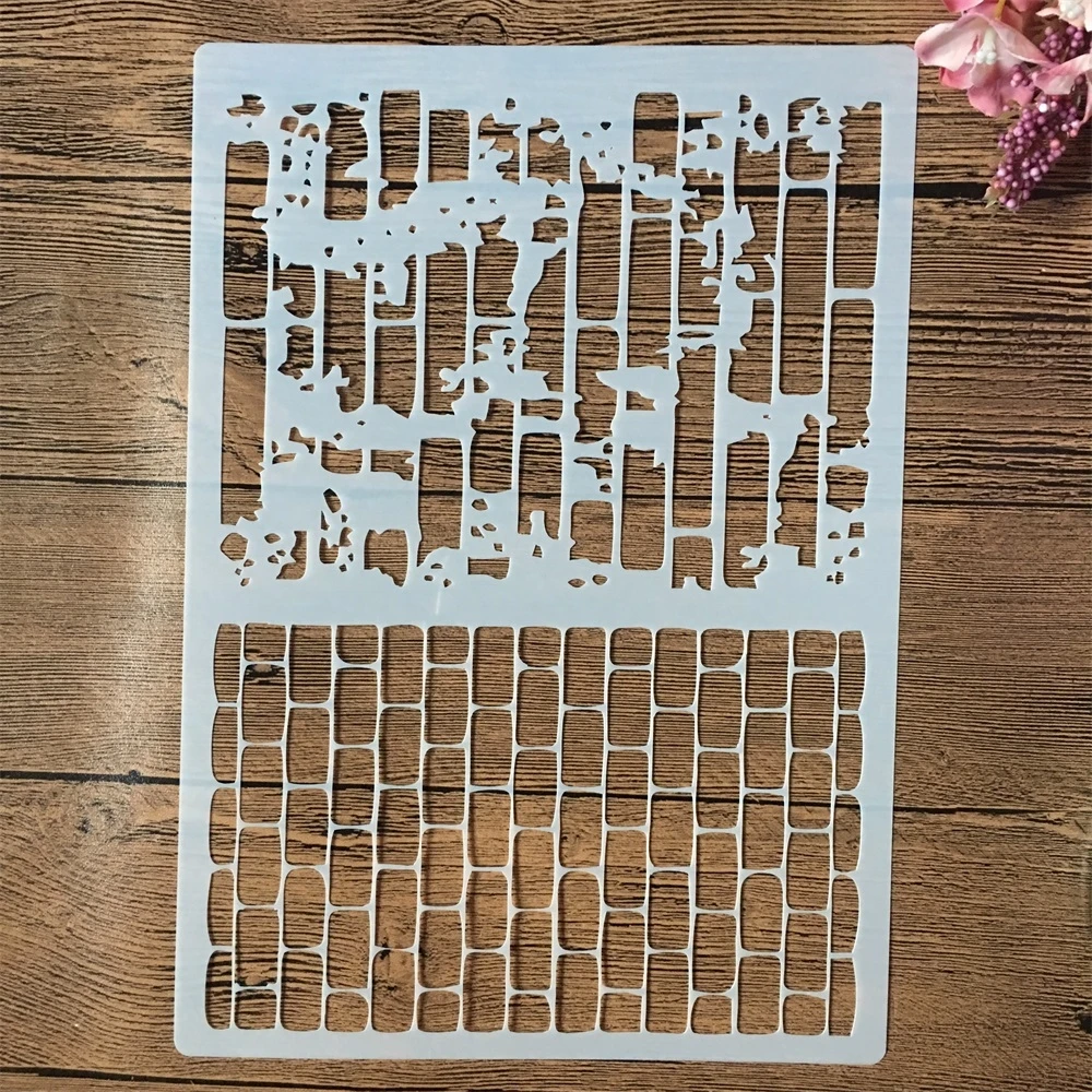 A4 29 см прямоугольные кирпичные бамбуковые DIY слойные трафареты настенная