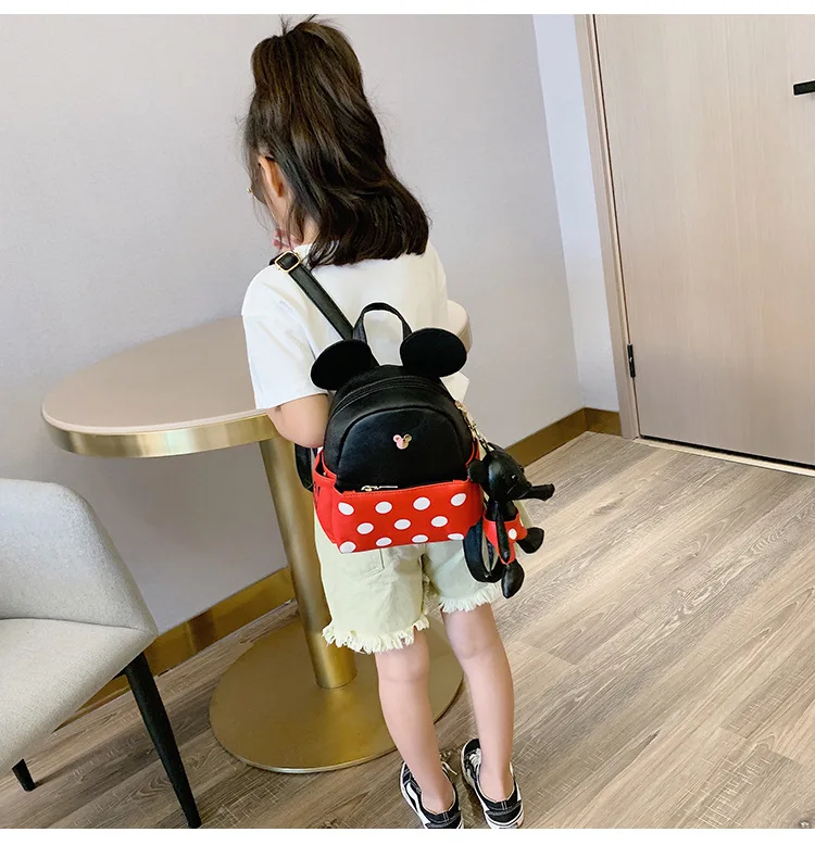 Disney Микки Маус рюкзачок для детей младшего возраста+ кукольный кулон Женский Детский рюкзак для путешествий для мальчиков женская сумка рюкзак для родителей и ребенка