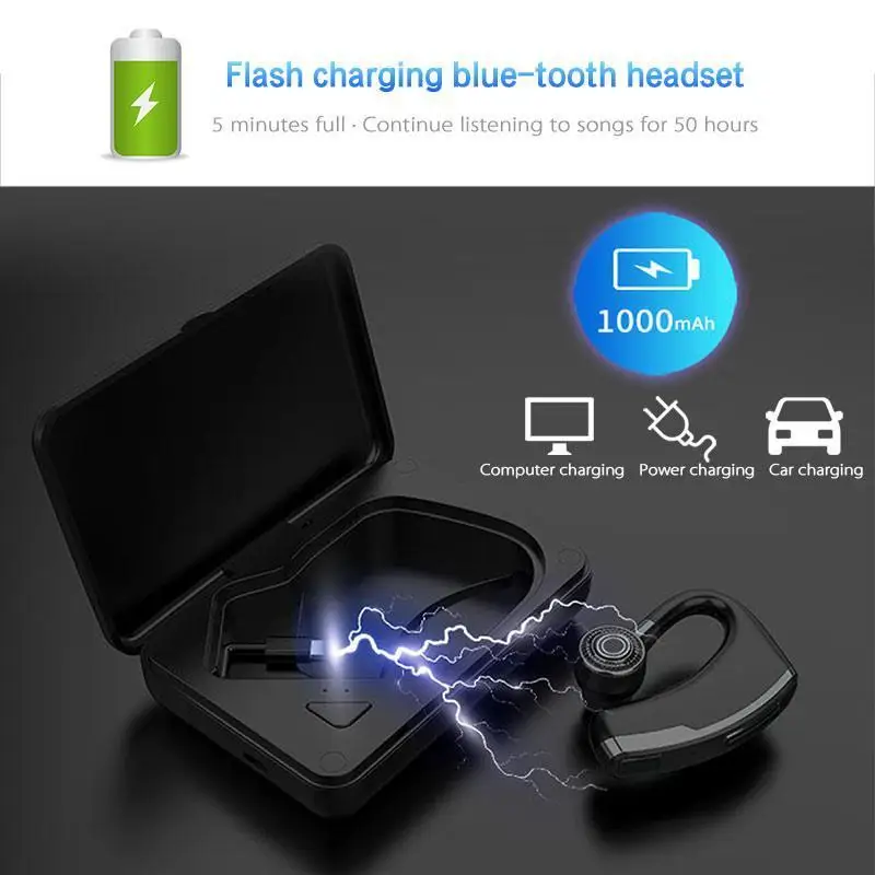 New V9 Handsfree Wireless Bluetooth Earphones Noise Control Business Wireless Headphone Bluetooth Headset with Mic for Driver