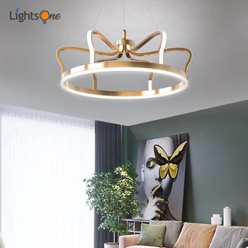 

Modern minimalist living room crown chandelier creative children's girl room light luxury bedroom lamps