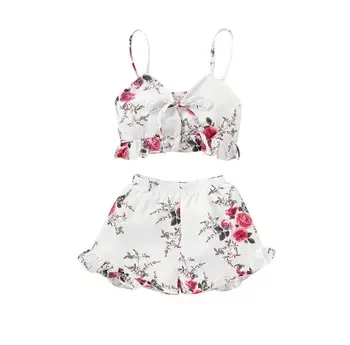 

Kid Baby Girl Cropped Crop Tops Shirt Sleeve Floral Print Short Casual 2pcs Beach Outfit Clothes Children Summer Sets 1-6Y