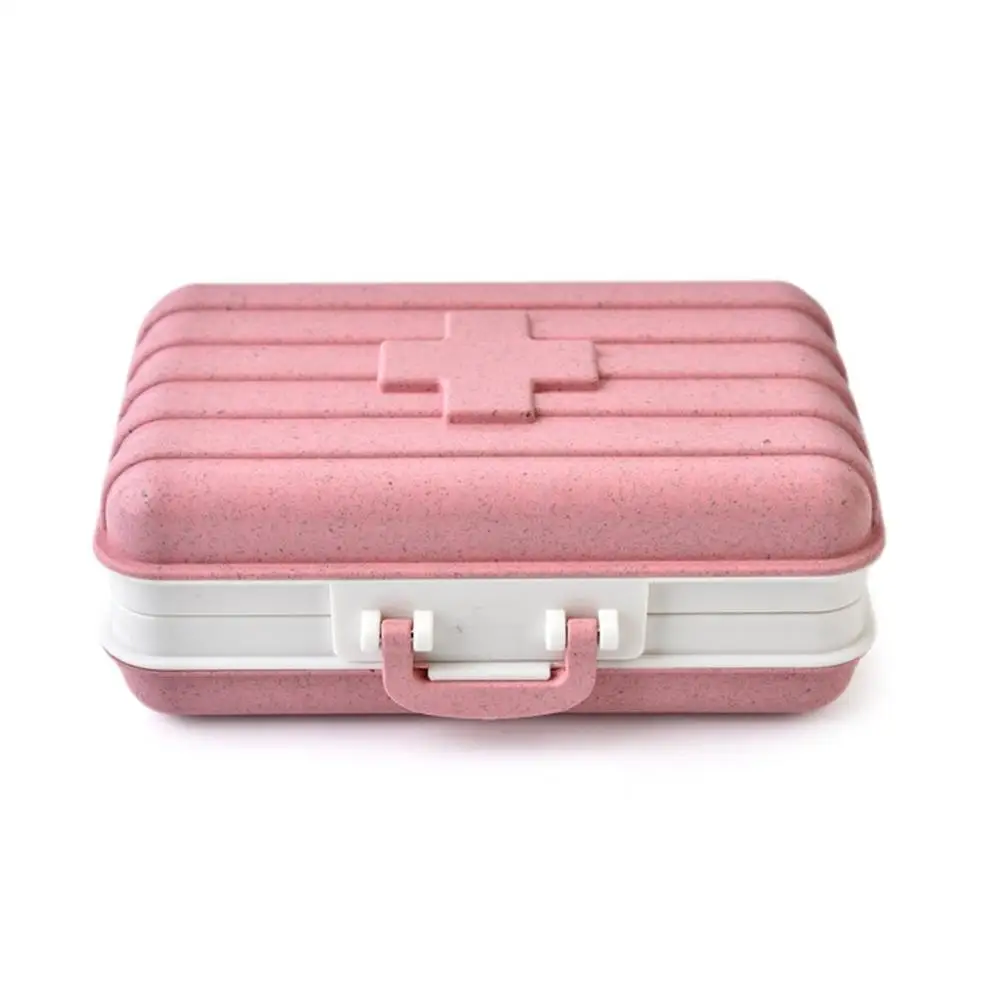 Мини дорожная коробка для лекарств, домашняя портативная аптечка, маленькая сумка для приема, медицинская посылка, чемодан, 3 цвета - Цвет: pink