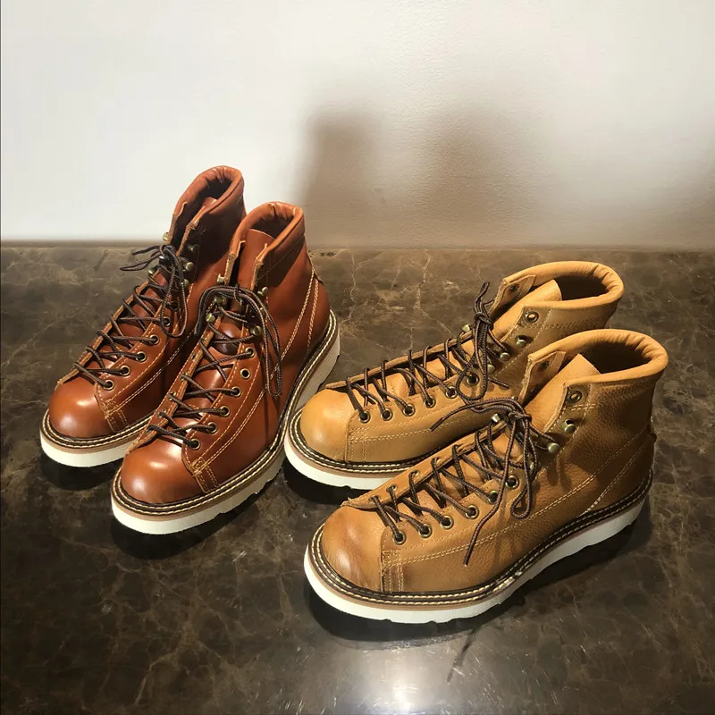 

Handmade Men Casual Shoes Round Toe Genuine Leather Work Autumn Ankle Boots Vintage Military Motorcycle Boots 2020 New Designer