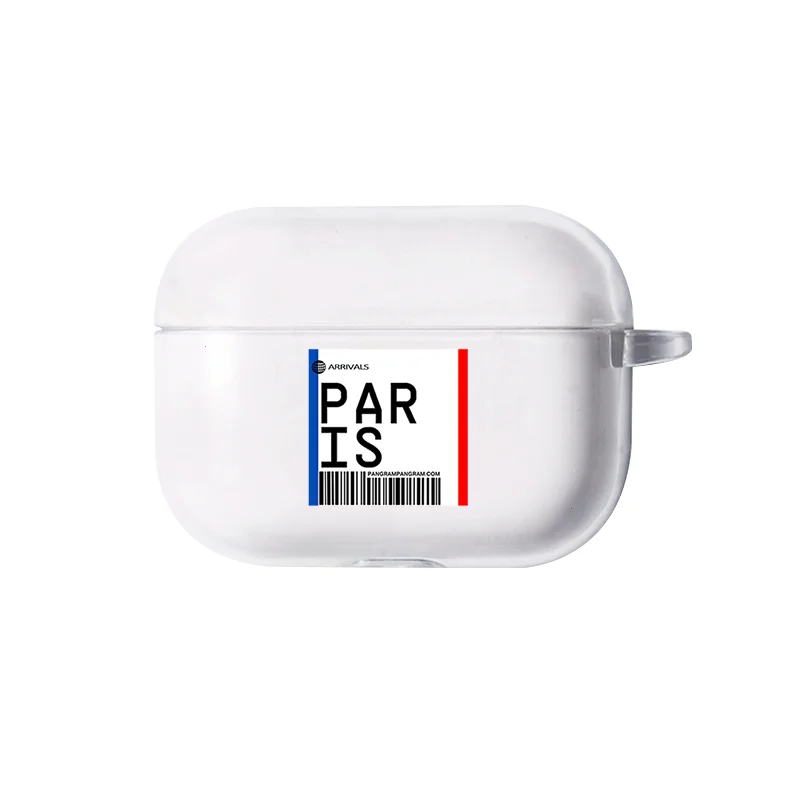 I250041 Роскошный чехол для воздушных билетов, bluetooth-гарнитура для Air pods Pro INS, этикетка, штрих-код, американские городские буквы, наушники, прозрачный мягкий чехол из ТПУ - Цвет: I250041