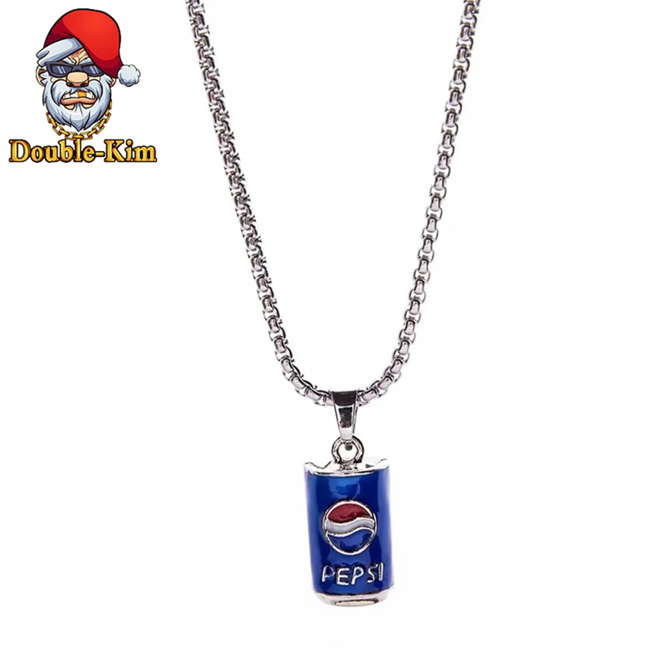 Pepsi Cola мужское ожерелье Рок рэп хип-хоп титановая нержавеющая сталь Материал Серебряная цепочка Ожерелье s Мужская мода Трендовое ювелирное изделие