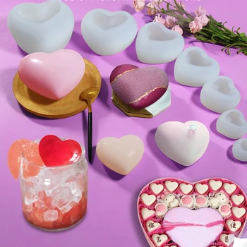 

3D Love Heart Crystal Epoxy Resin Molds Cake Chocolate Silicone Mould DIY Crafts Aromatherapy Candle Soap Handmade Baking Tool