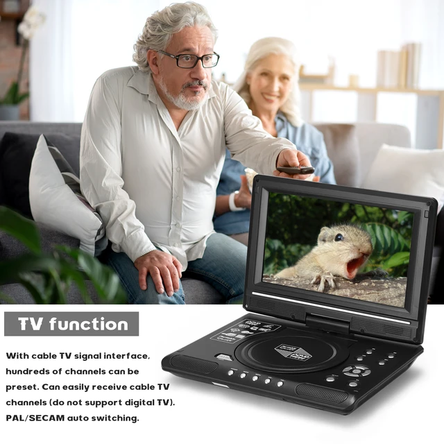 Tout Nouveau Dvd, Lecteurs Vcd 9.8 Pouces Lecteur Dvd Portable Avec Tv  Analogique Lecteur De Carte Usb Jeux De Radio Pivotant Voiture Petit Lecteur  De Télévision - Lecteur Vcd Et Dvd - AliExpress