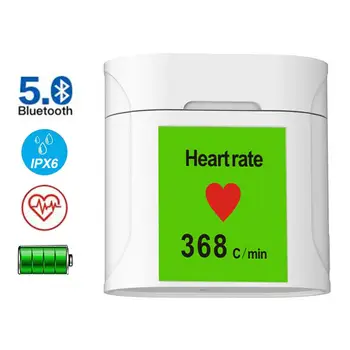 

2in1 Mini TWS Wireless Bluetooth 5.0 Earphones Intelligent Touch Control Heart Rate Monitor Stereo Bass Sound Earphones