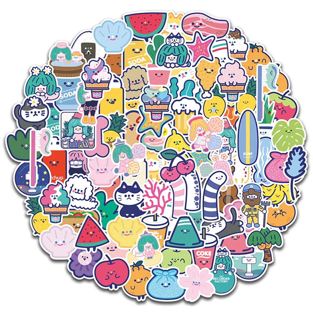 

10/30/50PCS Cartoon Stationery Girl Smiley Face Cake Graffiti Phone Case Notebook Decoration Waterproof Sticker Toy Wholesale