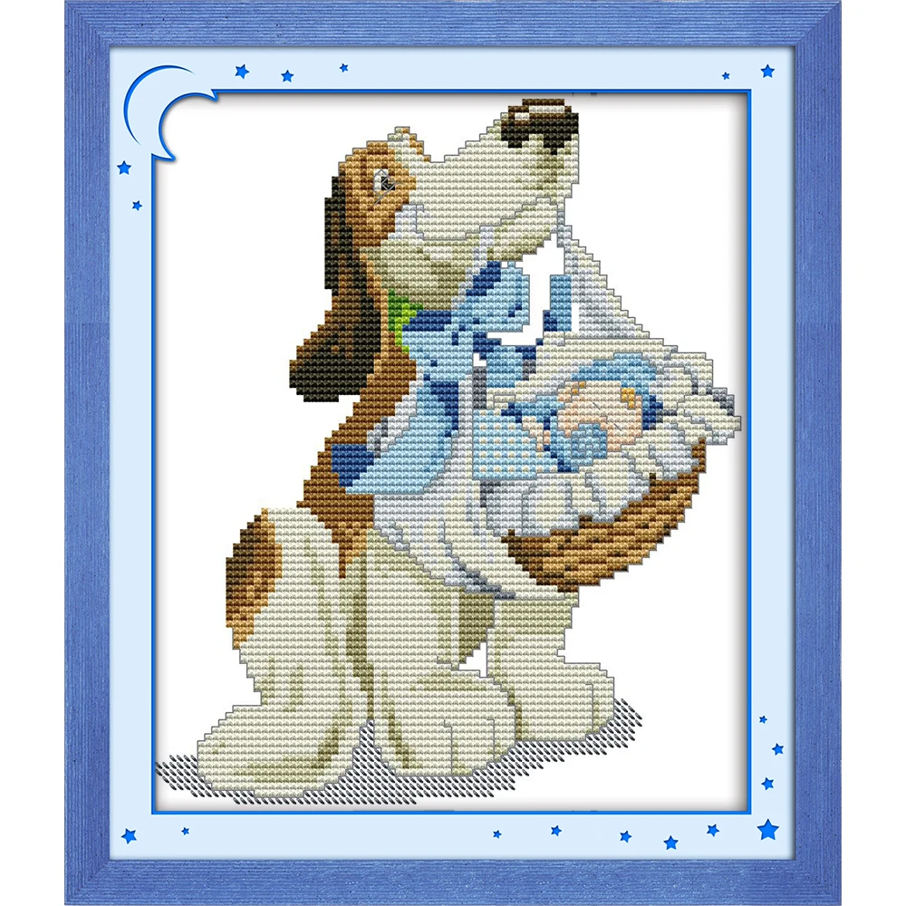 Joy Sunday Dog Nanny Chinese Cross Stitch Kits Ecological Cotton Clear Stamped Printed 14CT 11CT DIY Wedding Decoration For Home | Дом и сад