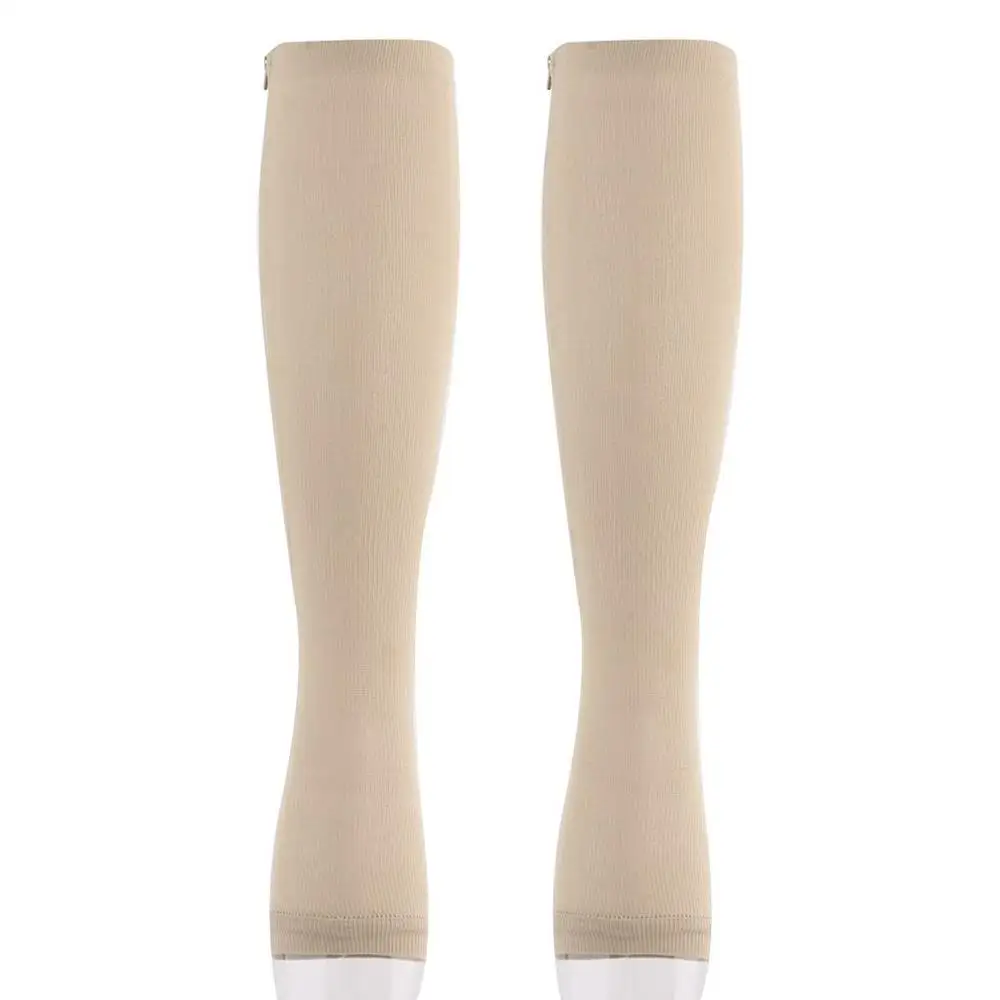 Женские очаровательные утягивающие Компрессионные носки на молнии, поддерживающий ногу колено, открытый носок, бедра, чулки, удобные ноги
