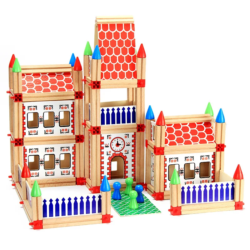 

Montessori Educational Wooden Construction Building Model Building Blocks Children's Intelligence Building Block kids Toy Gift