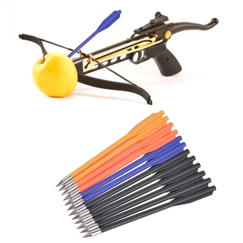 12Pcs frecce da caccia tattiche 6.3In plastica militare balestra caccia piccoli bulloni Mix colore freccia accessori tiro con l'arco - immagine 2