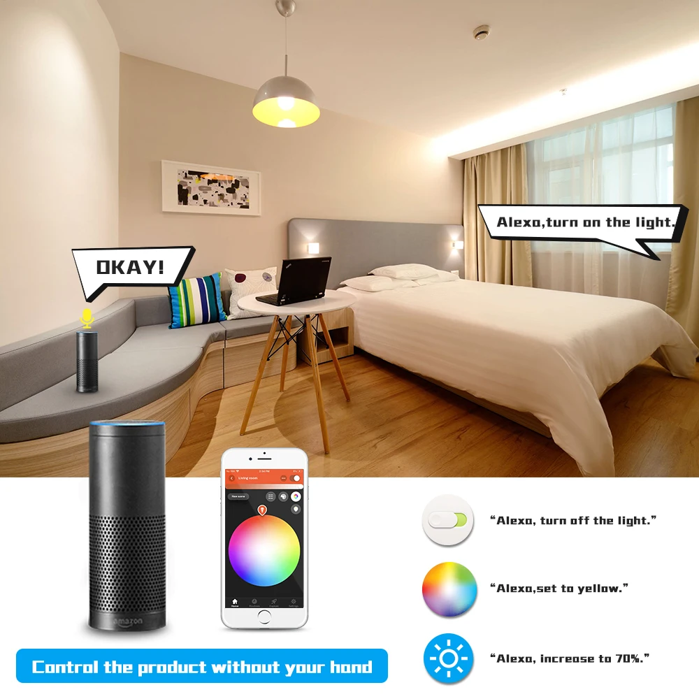 G светодиодный светильник OPTO ZigBee умный комплект RGBCCT контроллер работает с Echo Plus