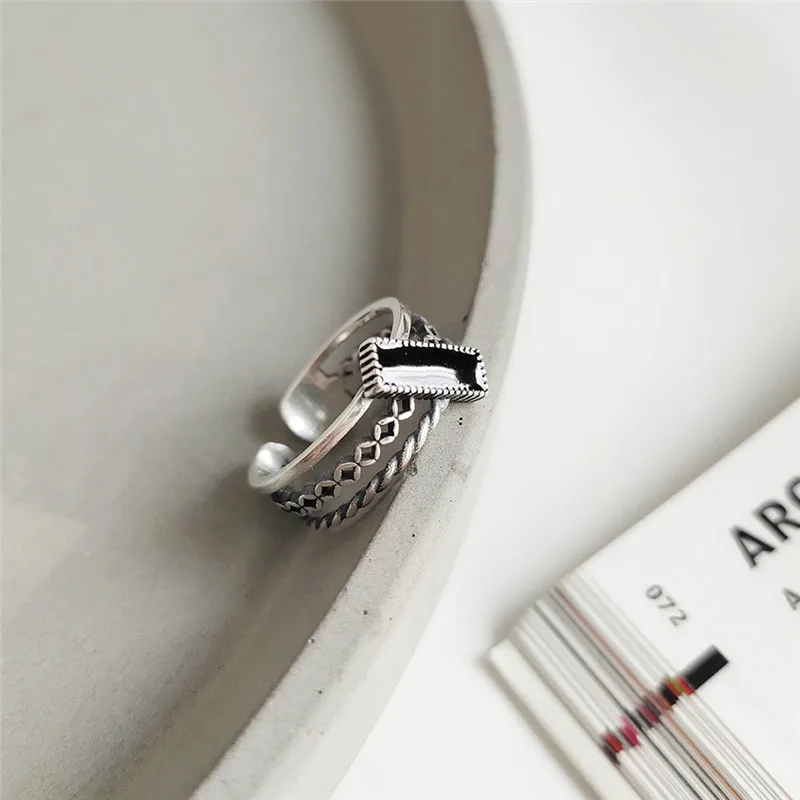 INZATT Настоящее серебро 925 проба черное эмалевое минималистское кольцо для очаровательных женщин вечерние ювелирные изделия Hophip аксессуары подарок