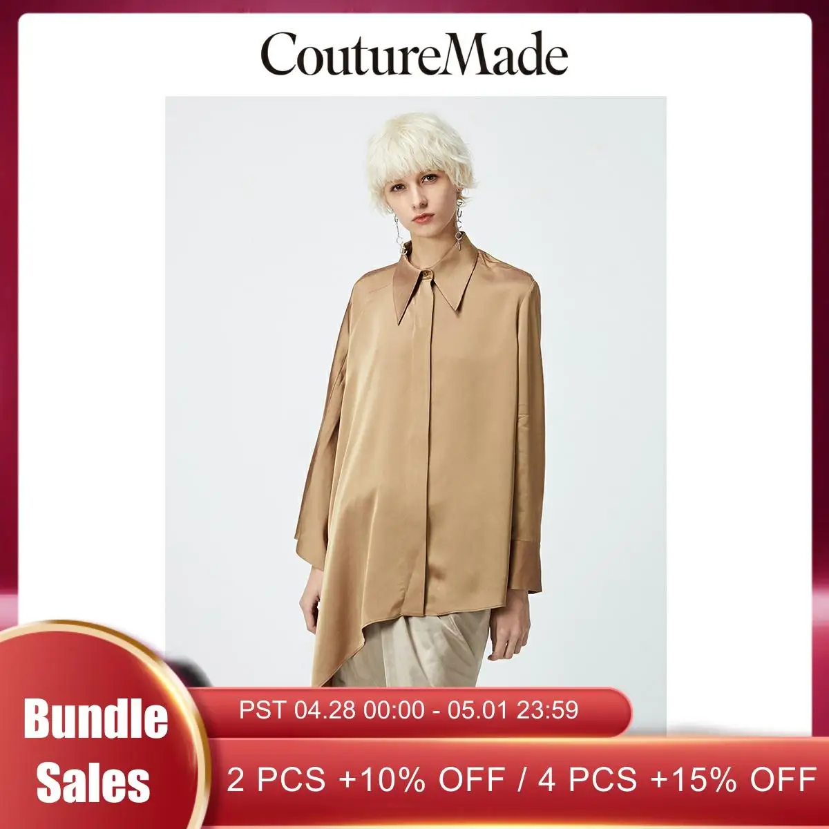 

Vero Moda CoutureMade Women's OL Style Irregular Tailoring Drapery Shirt | 320105513