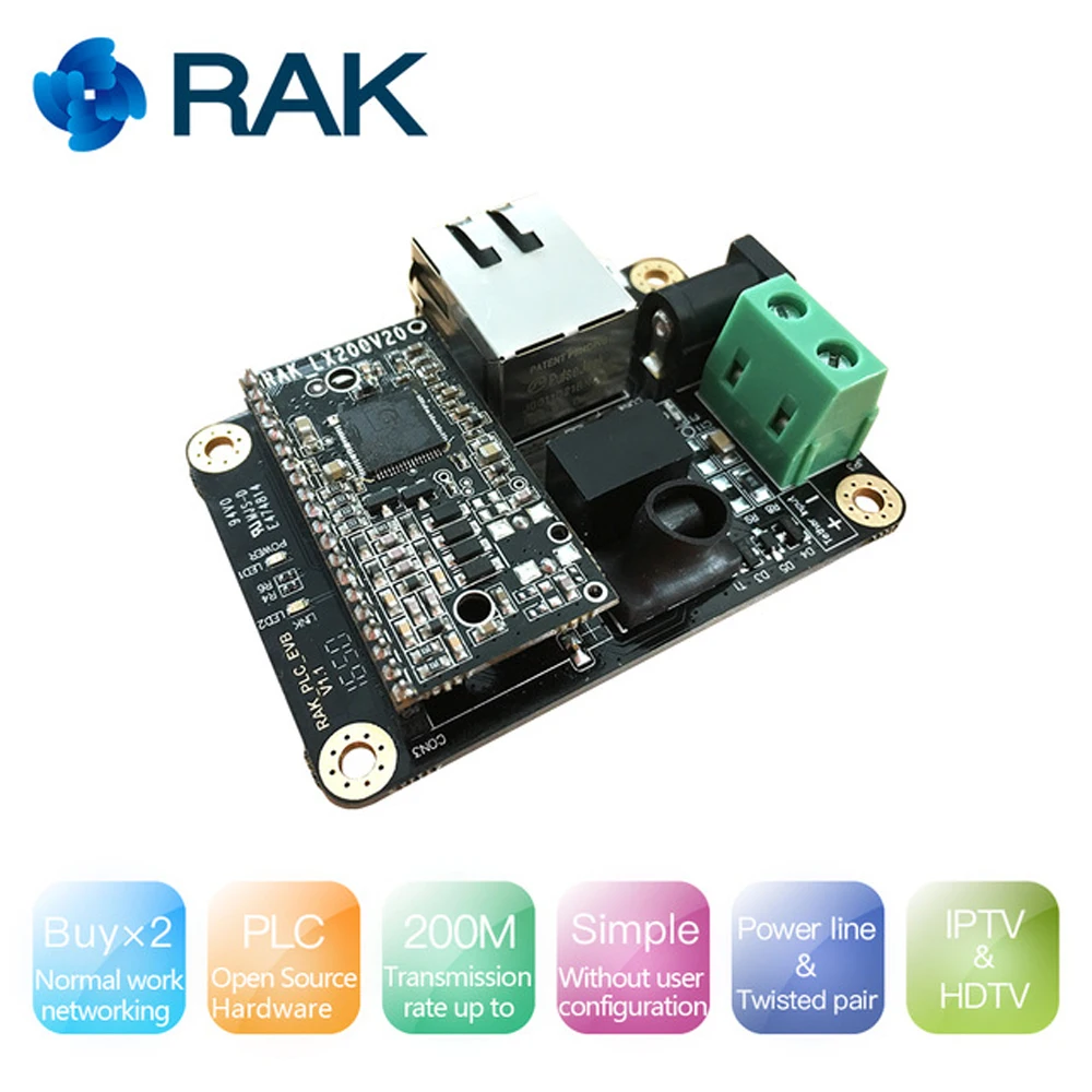 WisPLC Open Source Hardware with Ethernet Port Interface Power Line/Twisted Pair IPTV HDTV Signals 200M Transmission |