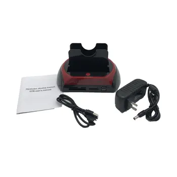 

Multifunctional HDD Docking Station Dual USB 2.0 2.5/ 3.5 Inch IDE SATA External HDD Box Hard Disk Drive Enclosure Card Reader.