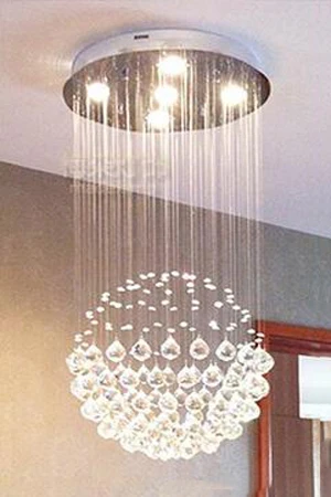Современная лестница светодиодный хрустальные люстры освещение приспособление для отеля лобби фойе шар форма капли дождя подвесной светильник - Цвет абажура: Dia50 H80cm 5LED
