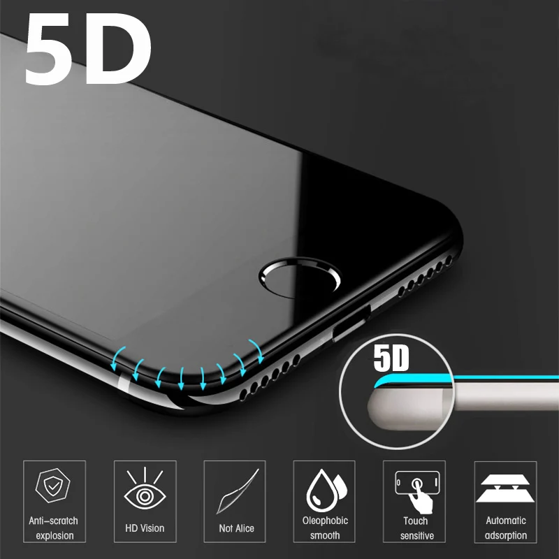 Закаленное стекло 5D с полным покрытием для iPhone XR X XS 11 12Pro Max 12 mini Защитная пленка