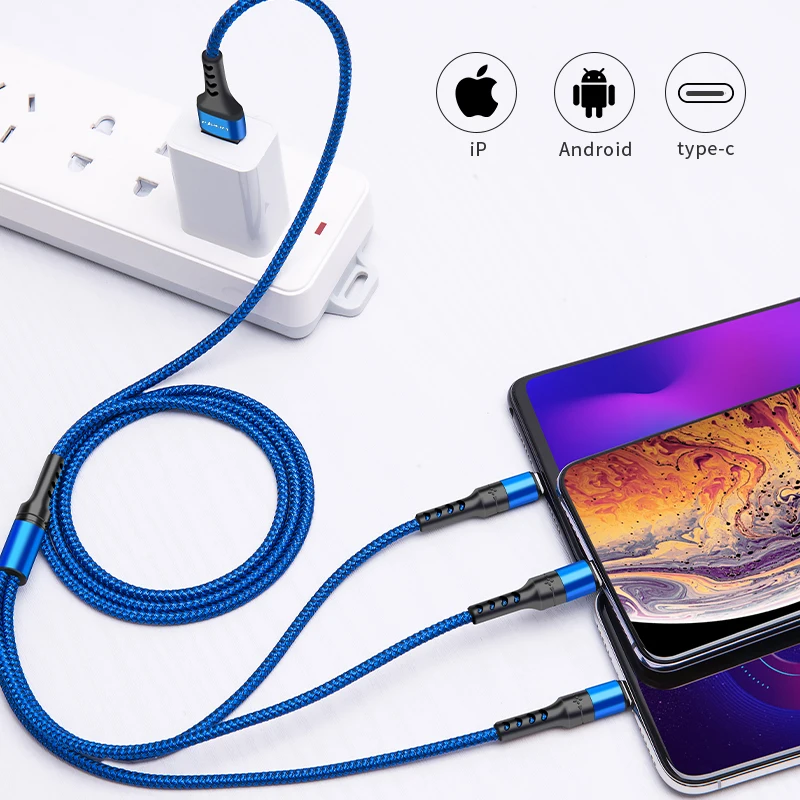 Фото Мобильный телефон Power4 3 в 1 USB кабель с разъемом Micro USB/Type C для зарядки Lightning iOS Android Мобильный телефон Power4 3 в 1 USB кабель с разъемом Micro USB/Type C для зарядки Lightning iOS Android