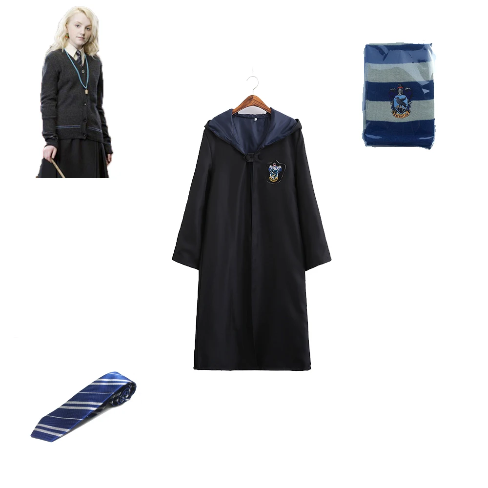 Ravenclaw Ravenclaw Luna lovegood Косплей халат костюм Детский Взрослый волшебник на Хэллоуин плащ "Гарри" - Цвет: Ravenclaw