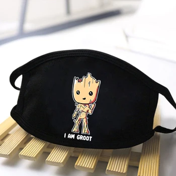 

Cute Groot Guardians Of The Galaxy Print Masks Unisex Black High Quality Breathable Masks Mouth Muffle Dustproof Washable Mask