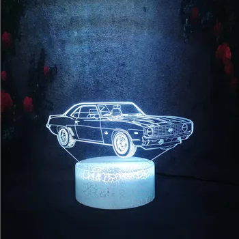 

Luxury Vehicle Transport Car Creative Plug Bedside Crack Lamp Personality Illusion 3D RGB Night Light Mini Energy Saving Lamp