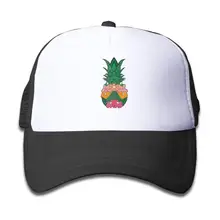 Сетчатые бейсболки Snapback шапки ананас и цветы мальчики-девочки, черный, один размер