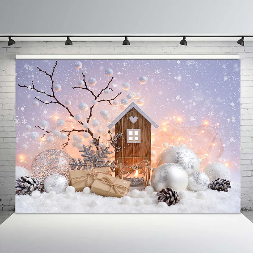 Christmas Background Photography Winter Snow Christmas Tree Wreath Wood Door Home Decor Holiday Family Celebrate Party Photocall