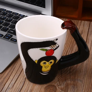 

Hand Painted Ceramic Animals Mug 3D Handle Handle Cuppa Home Office Gift