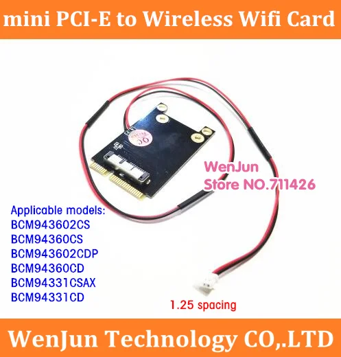 

1,25 мм 4 контакта 2 провода MINI PCI-E беспроводная Wi-Fi карта с кабелем 40 см BCM94360CS BCM94331CD для mini pci-e адаптер карты для mac pro
