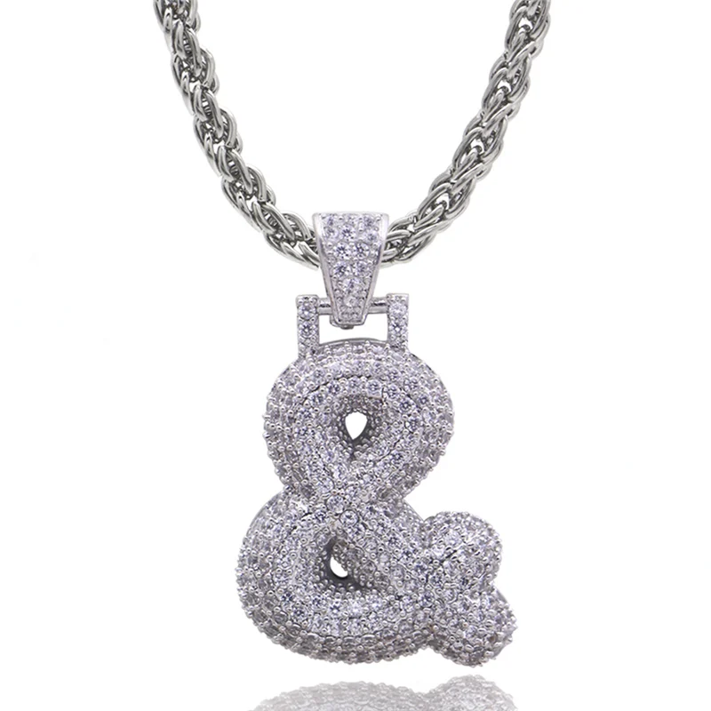Silver and Lureen Iced Out на заказ Bubble&#$ Mark знак доллара подвески ожерелья подвеска кубический цирконий хип-хоп ожерелье подарок для мужчин и женщин - Окраска металла: Silver and