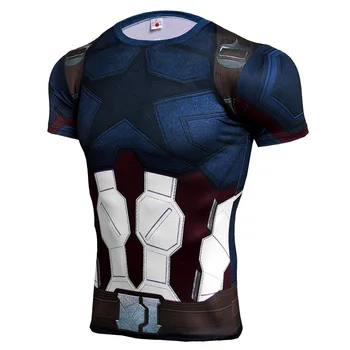 

Miracle Superhero Compression Shirt Captain America Gym MMA T-Shirt Men's Short Sleeve Top Football Jersey Running T-Shirt