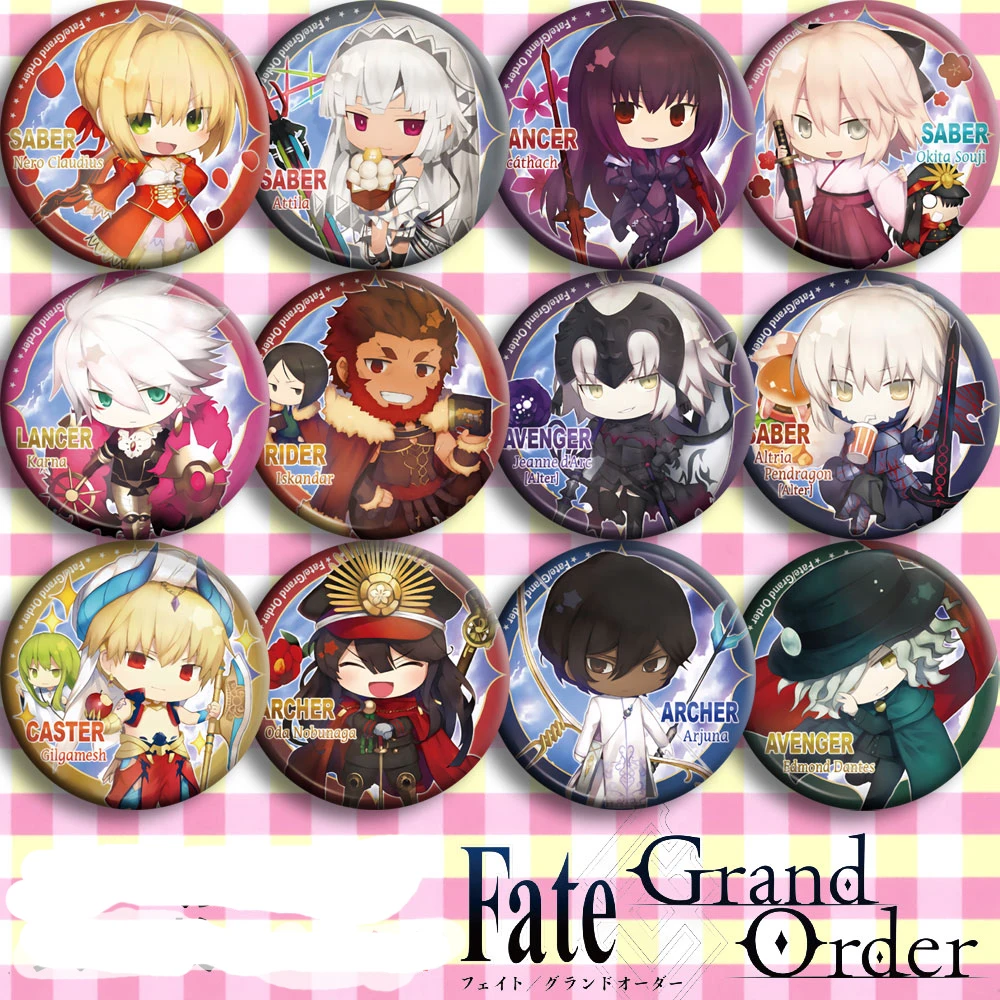 Brdwn Fate Grand Order Altria Pendragon Mash Siegfried Marie Cu Chulainn Emiya Hans Christian Andersen Робин косплей значок # C| |