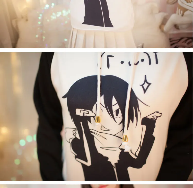 Япония мультфильм Noragami толстовки печати ябоку с длинными рукавами шляпа воротник унисекс пальто Осень Зима Повседневная Куртка Топы