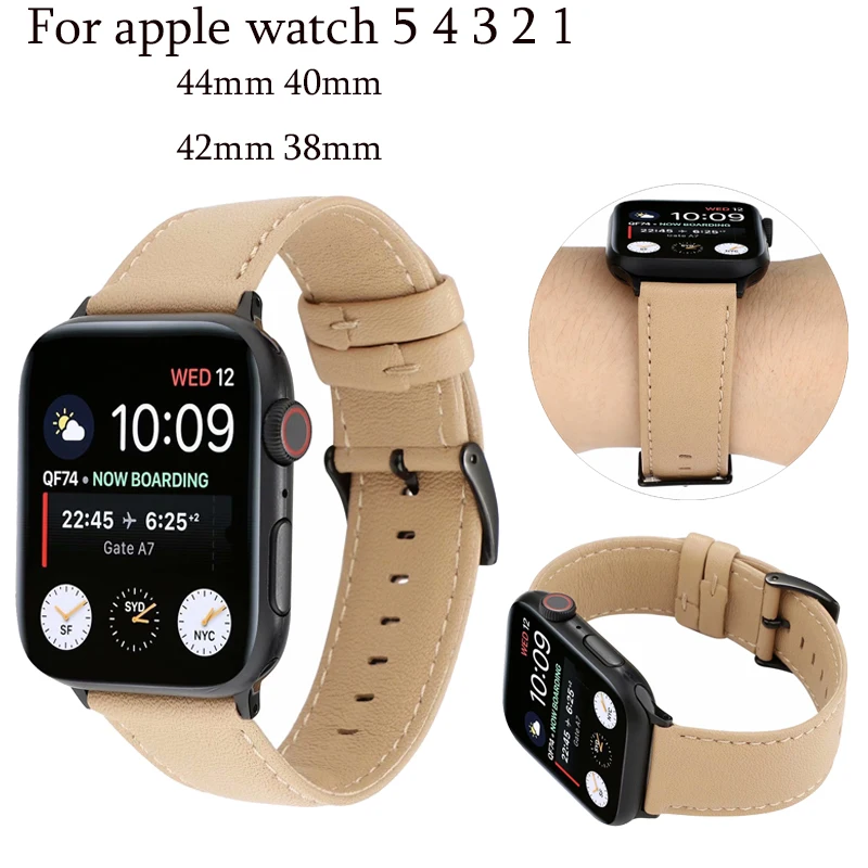 Роскошная натуральная Кожа умный спортивный ремешок для наручных часов apple watch 5 4