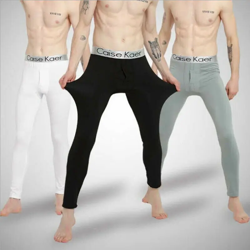 Winter Men Warmer Thermal Long Johns Pants Cotton Bottoms Underwear
