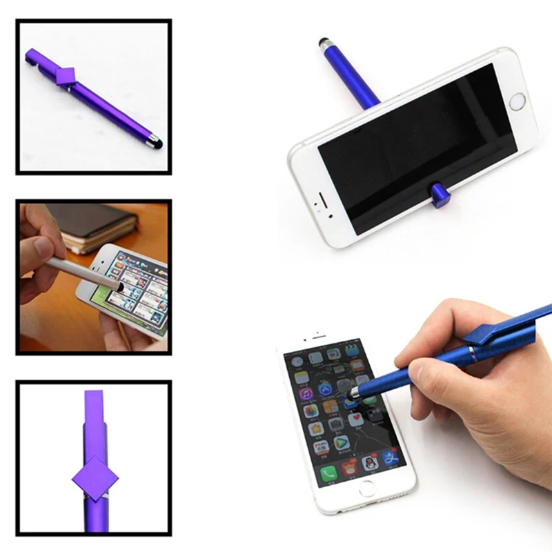 1Pcs Multi-function Mobile Phone Stylus+ Ball Pen+ CellPhone Stand Holder Gift DIY For Iphone6s 7 8