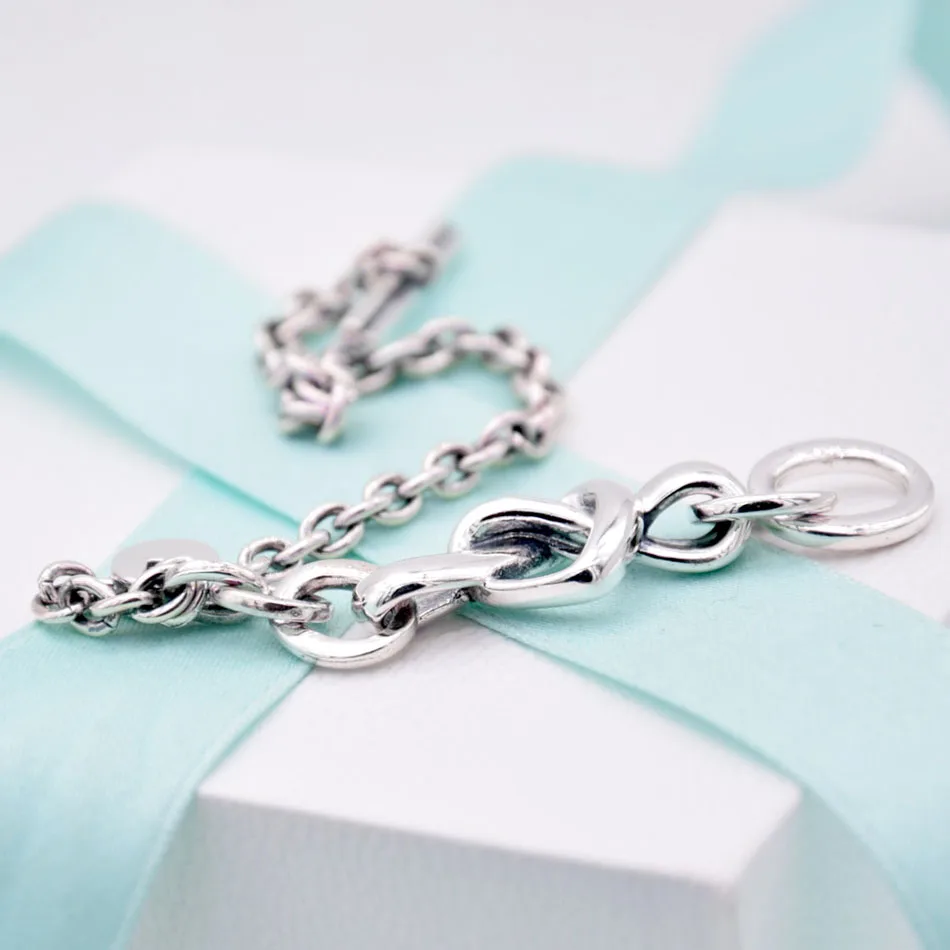 Tanie Oryginalny wiązane serce serce zdobione t zapięcie Link bransoletka Bangle Fit 925 Sterling srebrny koralik urok europa DIY biżuteria