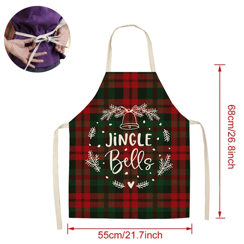 Linen Merry Christmas Apron Christmas Decorations for Home Kitchen Accessories Natal Navidad 2023 New Year Christmas Gifts