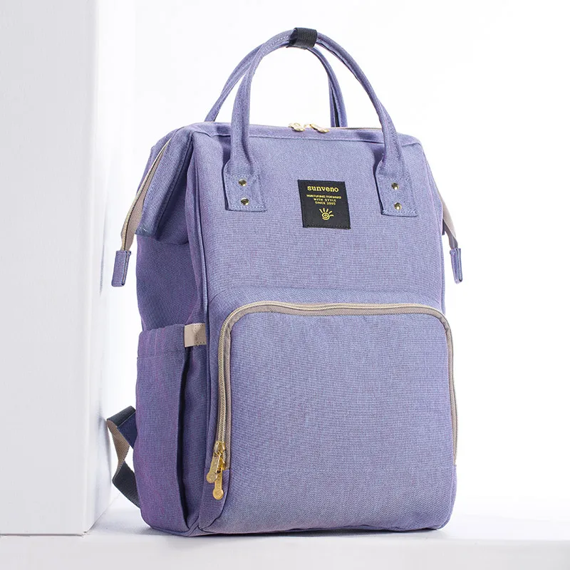 SUNVENO сумка для подгузников для мам Большая вместительная сумка для детских подгузников дизайнерская сумка для кормления модный рюкзак для путешествий сумка для ухода за ребенком для мам и детей - Цвет: Blue Purple