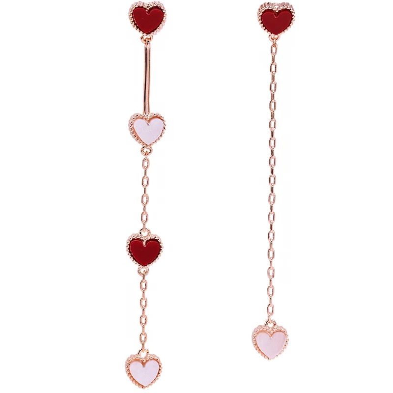 rose gold Yun ruo рисунок «сердечко»; серьги-гвоздики с кисточкой из розового золотистого цвета женский подарок на день рождения Титан Сталь ювелирных изделий никогда не увядает Прямая - Окраска металла: rose gold