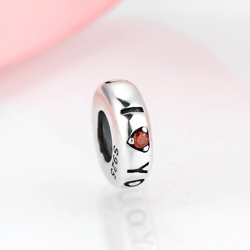 925 пробы серебряные буквы I LOVE YOU красные CZ пробки Бусины Аксессуары для изготовления ювелирных изделий подходят Pandora талисманы браслет