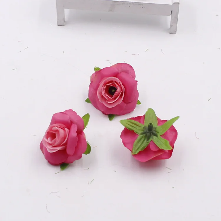 20pcs 4cm Artificial Mini Tea Bud Silk Rose Flower Heads Party Home Garden Decoration DIY Bridal Wreath Wedding Arch Flowers 